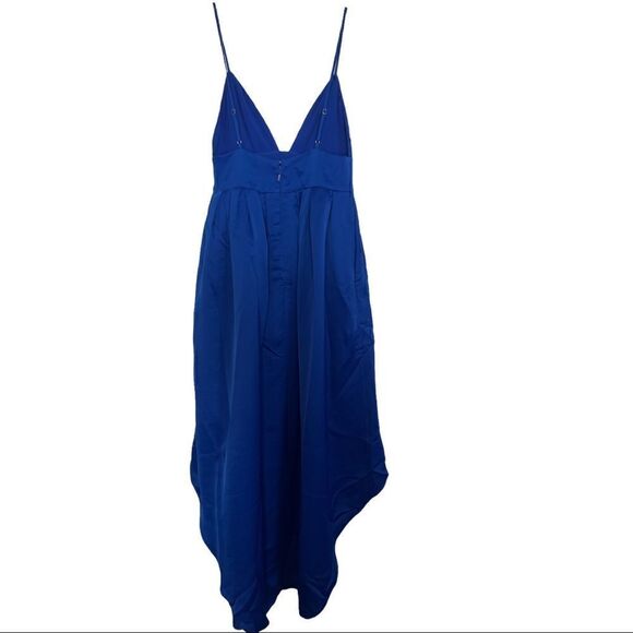 NBD Caleb Spaghetti Strap High-Low V-Neck Gown Dress In Cobalt - Picture 3 of 8